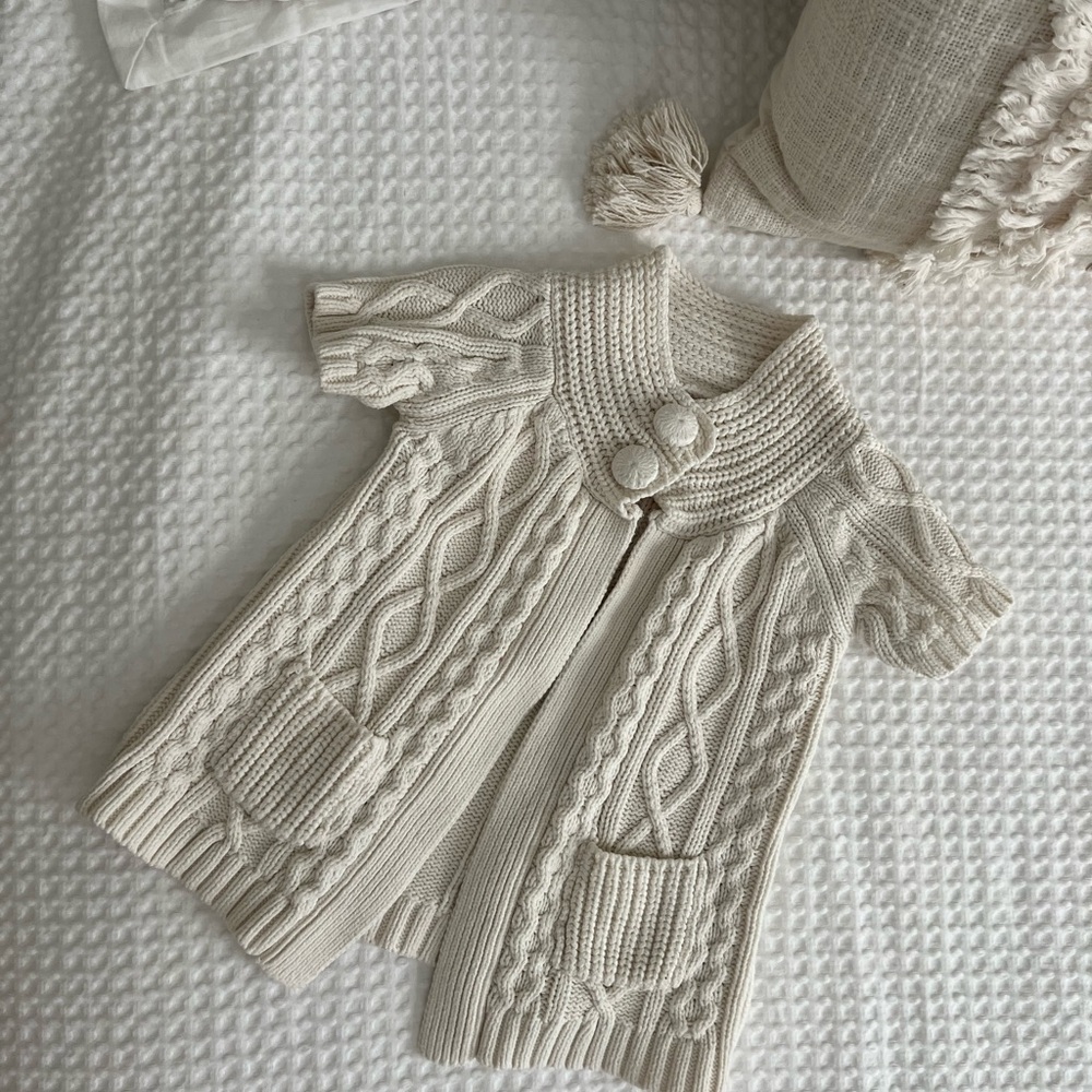 Cream Cable Knit Baby Cardigan | 60% Cotton 40% Acrylic